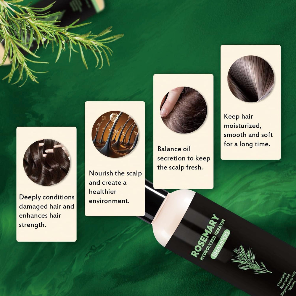 DreamCatching Rosemary Shampoo packaging conveys premium natural care.