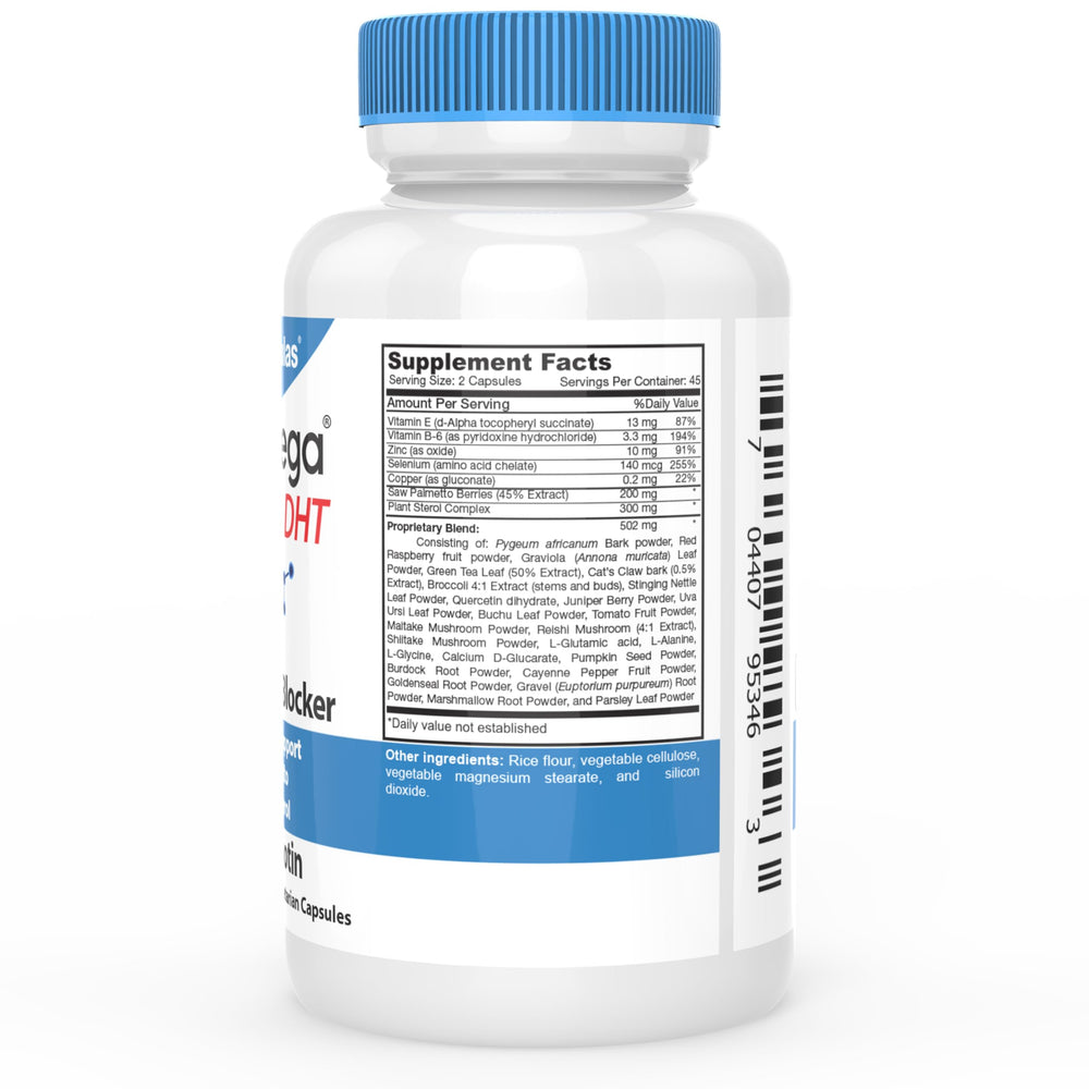 DrFormulas Original DHT Blocker capsules arranged for daily routine.