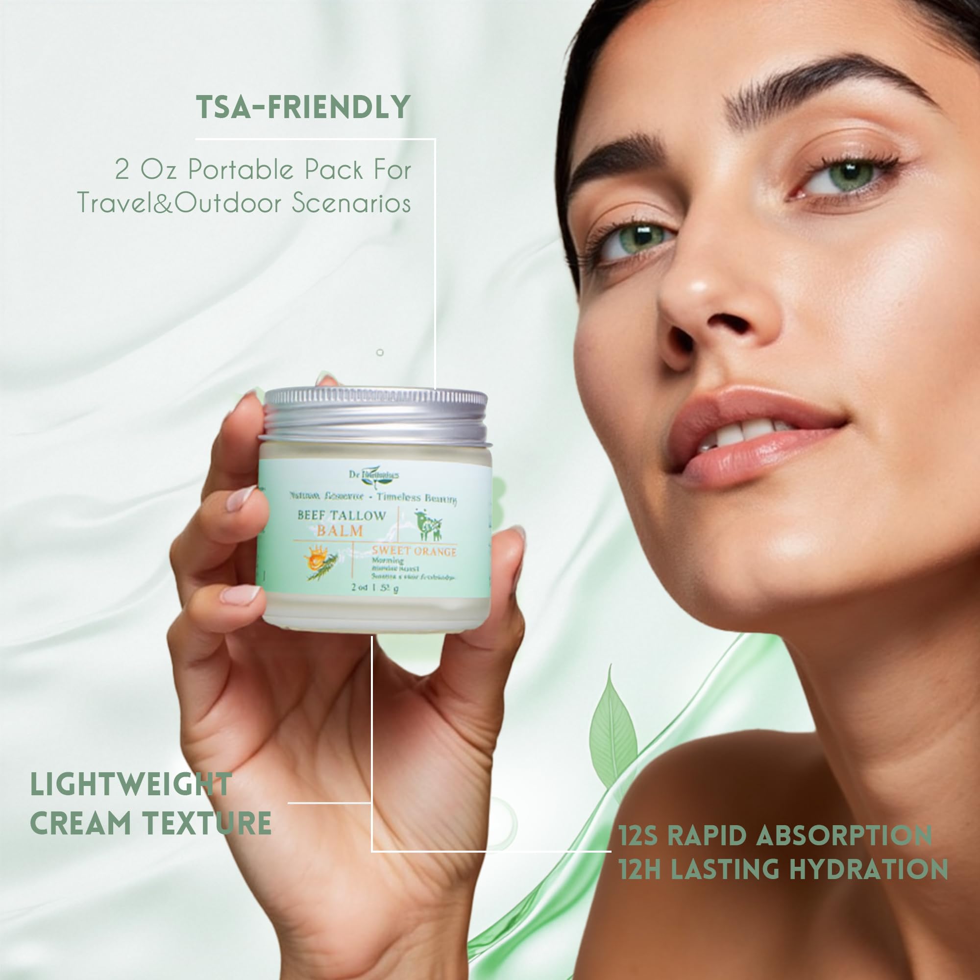 Hands applying balm to the face during a quick morning massage