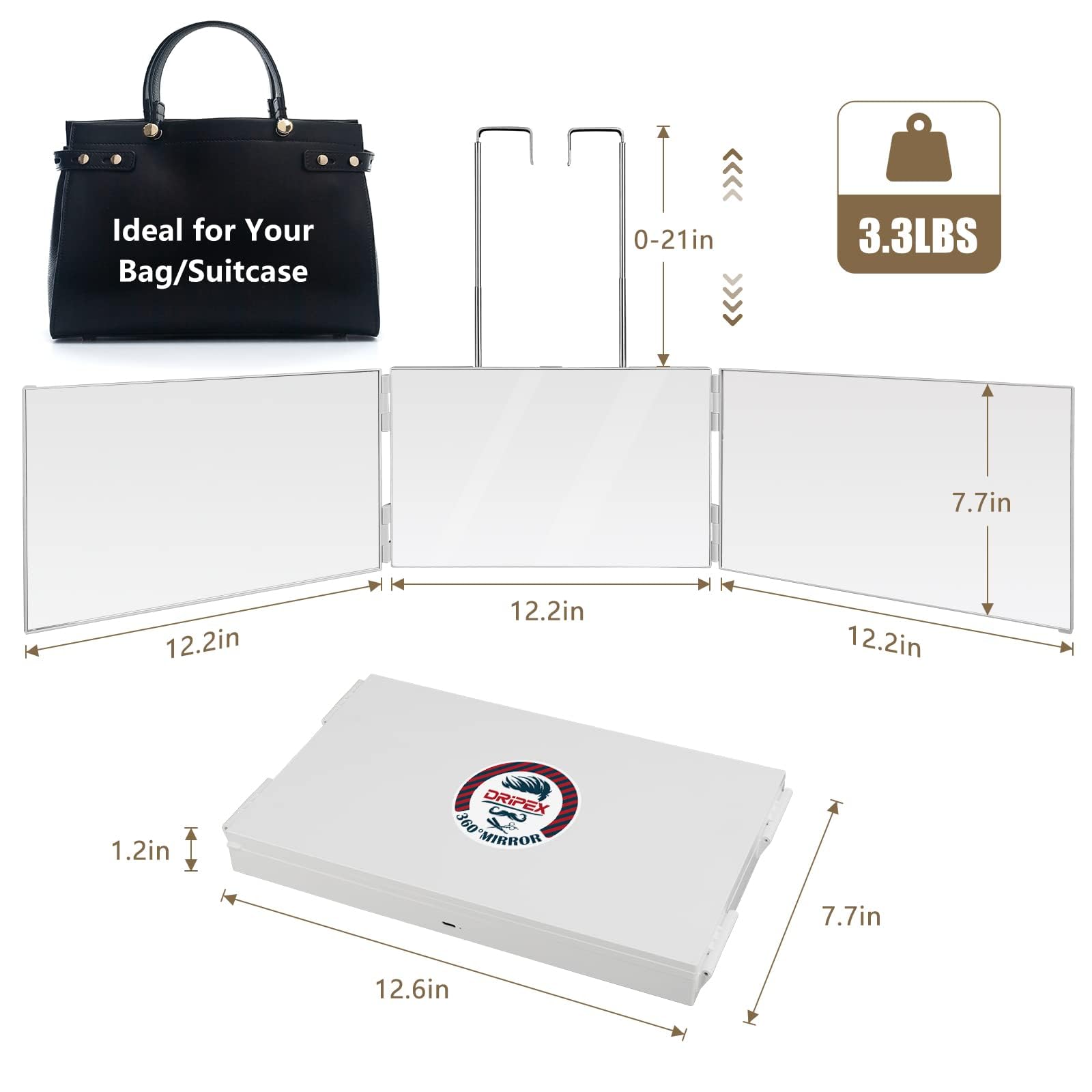 Dripex high-quality, scratch-resistant logo on a durable frame.