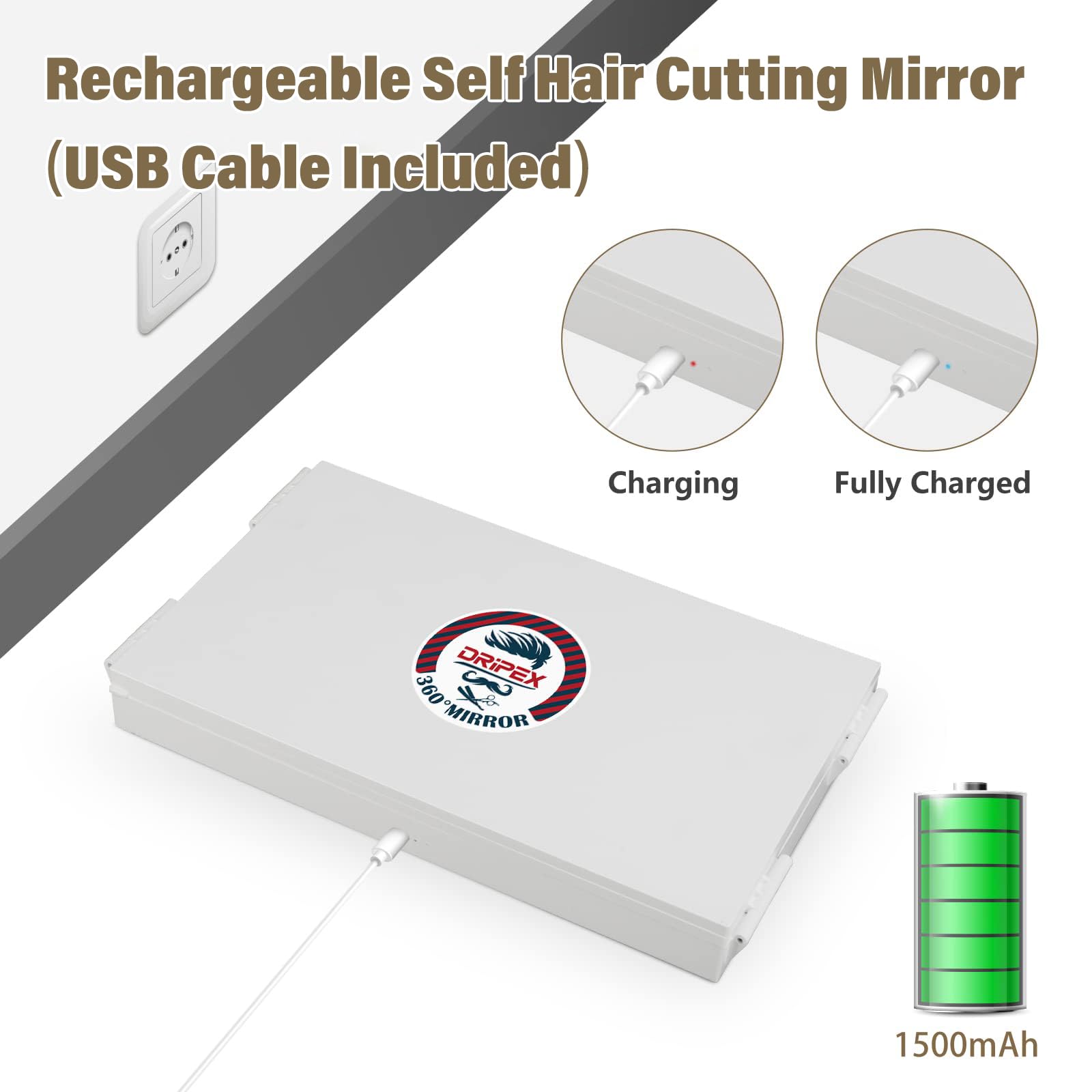 Dripex self-cutting mirror supports at-home haircuts and styling routines.