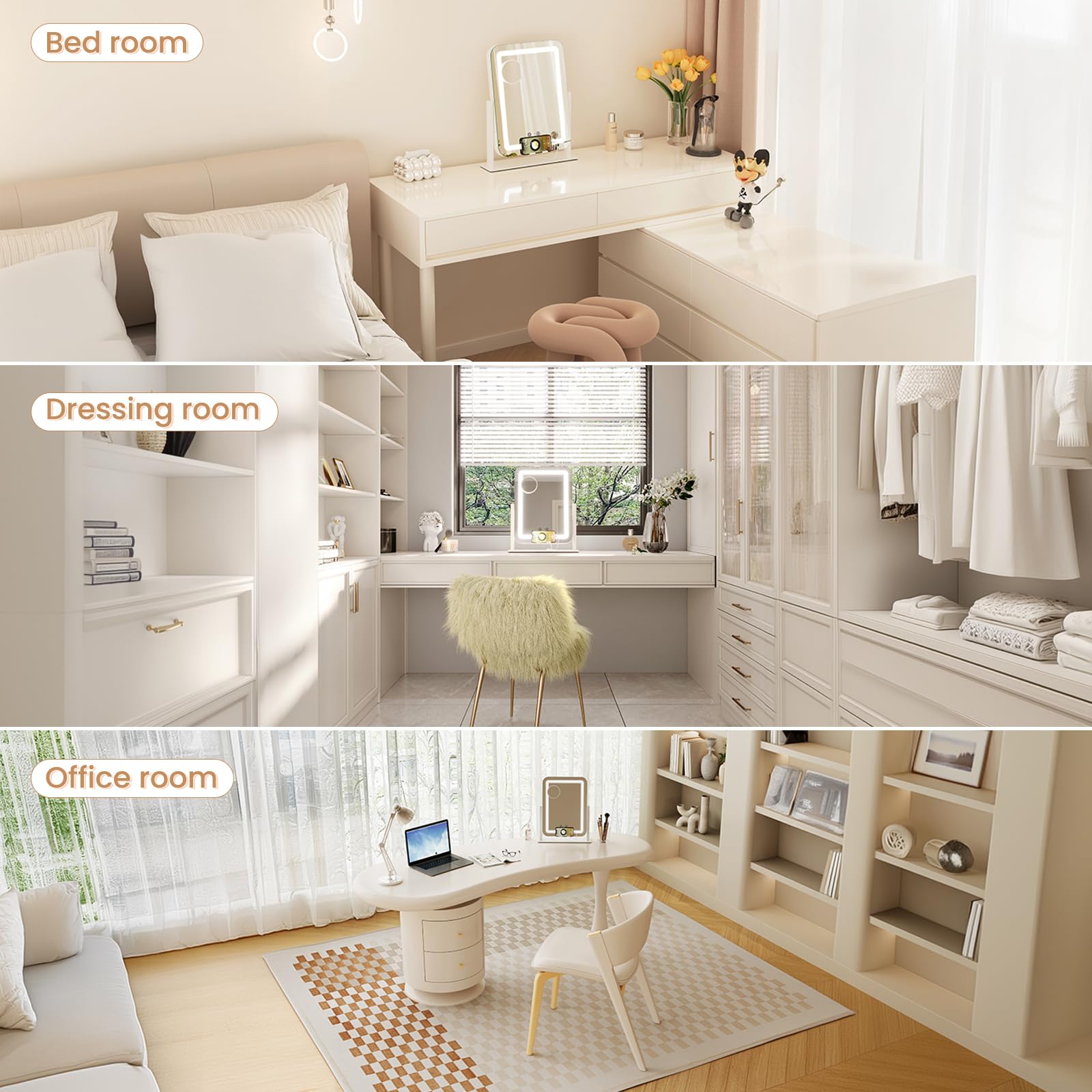 Dripex dimmable LED lighting for comfortable, eye-friendly makeup routines.