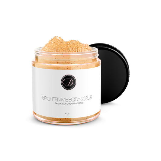 Dripglosss Brighten Me Scrub tub highlighted with turmeric for sensitive skin and exfoliation.