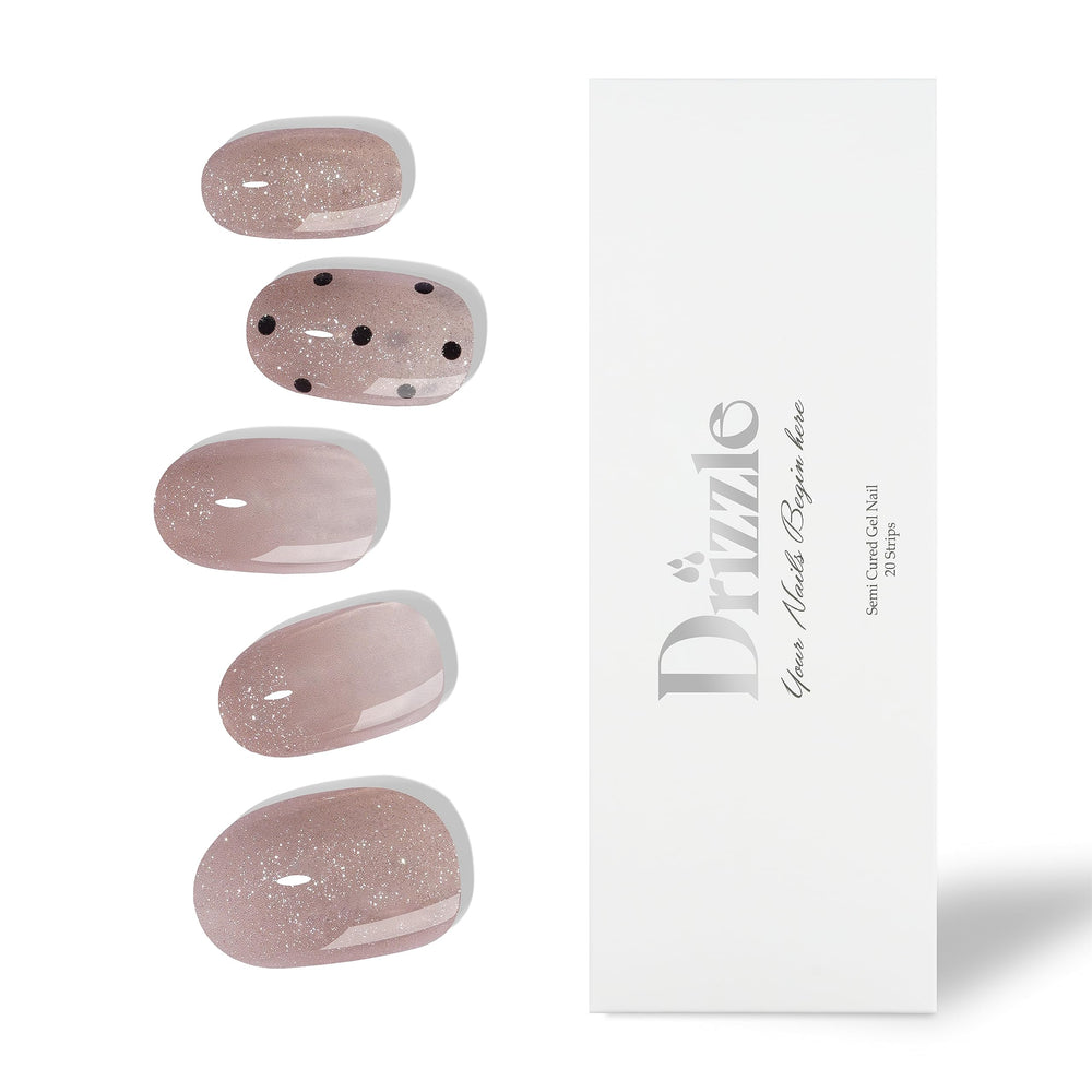 Drizzle Cha-Cha glossy gel nail strips for salon-grade shine at home.