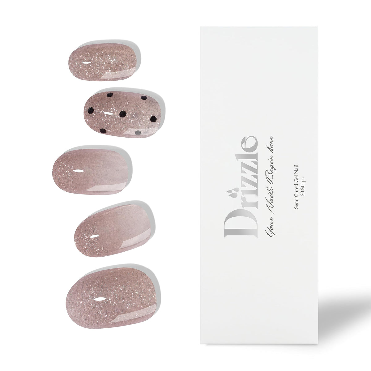 Drizzle Cha-Cha glossy gel nail strips for salon-grade shine at home.