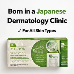Dr. MEDION Spaoxy matcha-green formula close-up emphasizing fresh feel.