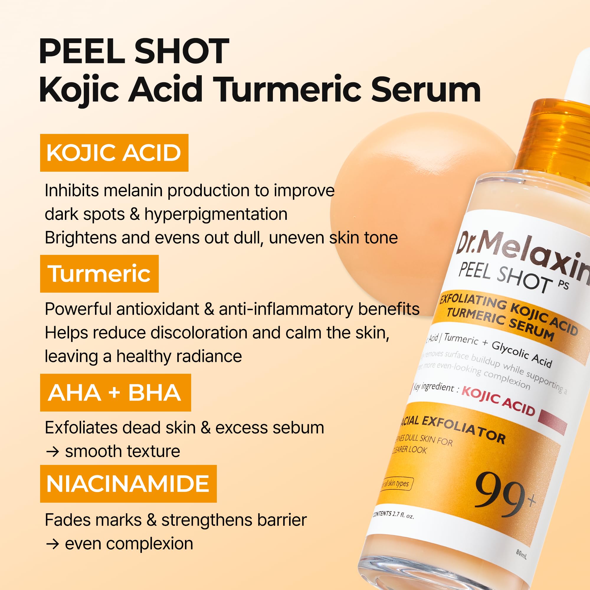 Dr.Melaxin Peel Shot applying on skin for even tone