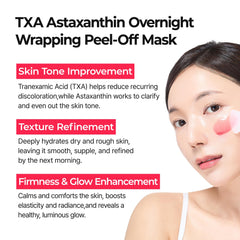 Dr.Melaxin TXA mask overnight routine display emphasizes hydration and recovery.