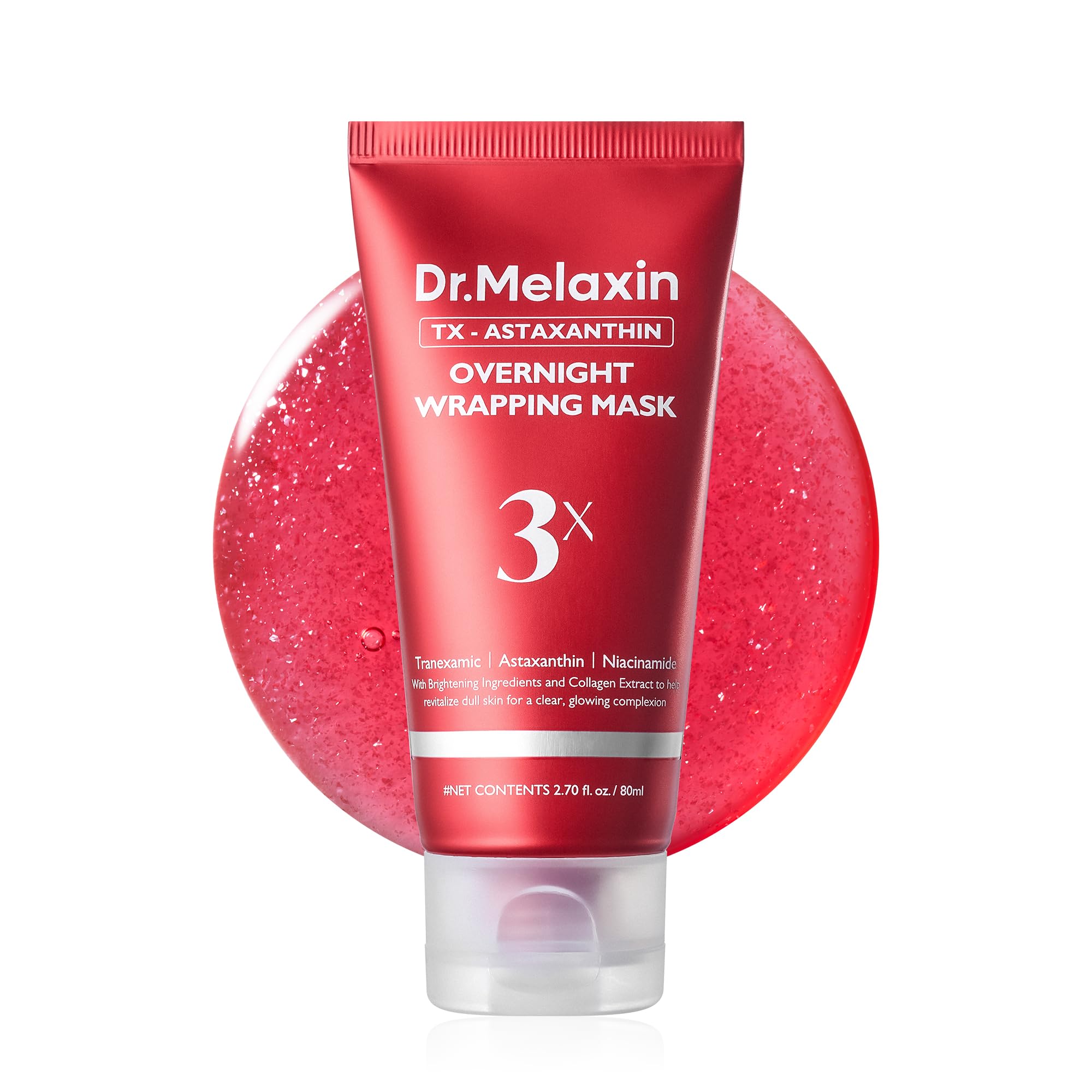 Dr.Melaxin TXA mask packshot shows a premium night treatment for brighter, even skin.
