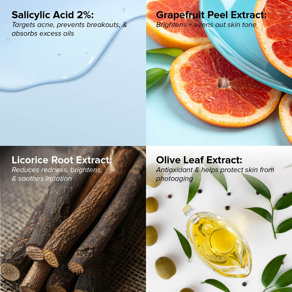 DRMTLGY Acne Cleanser closeup showing salicylic acid
