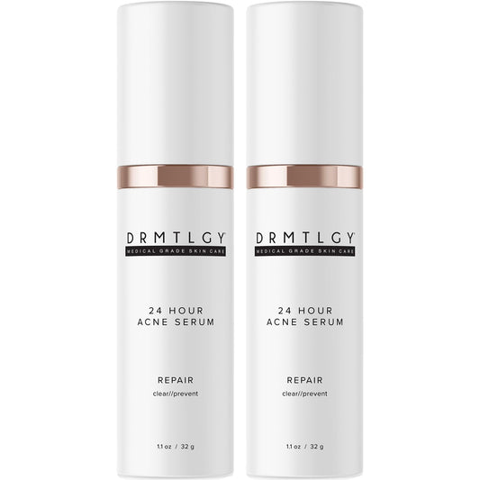 DRMTLGY acne spot treatment bottle for fast on-spot care.