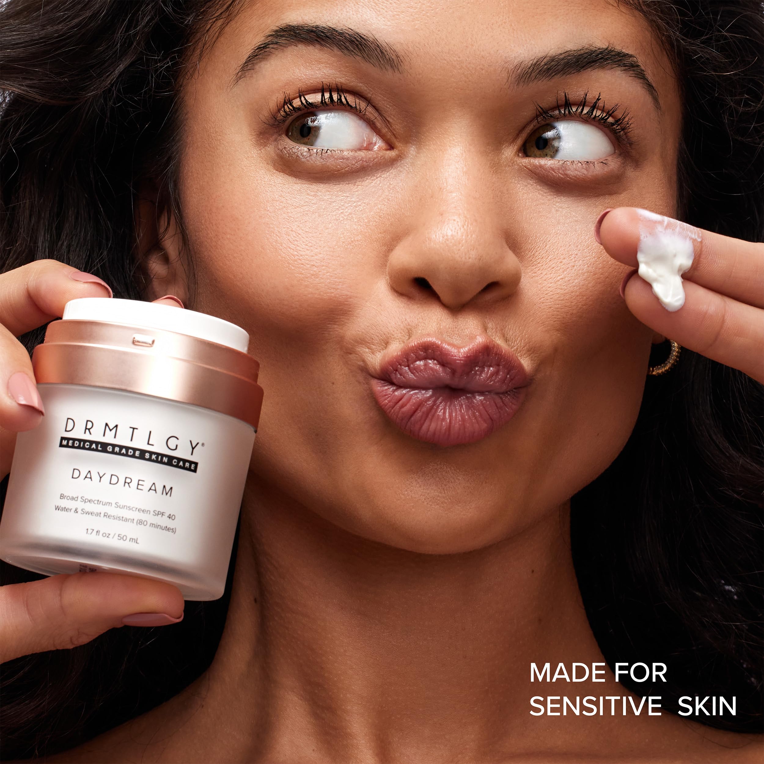DRMTLGY Day Dream sunscreen at the beach highlights water resistance up to 80 minutes