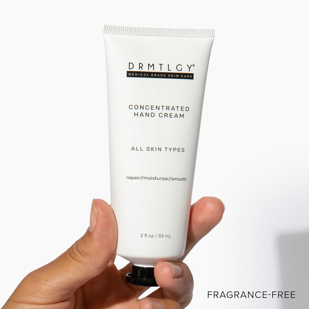 DRMTLGY moisturizing hand cream; locks in moisture for soft skin