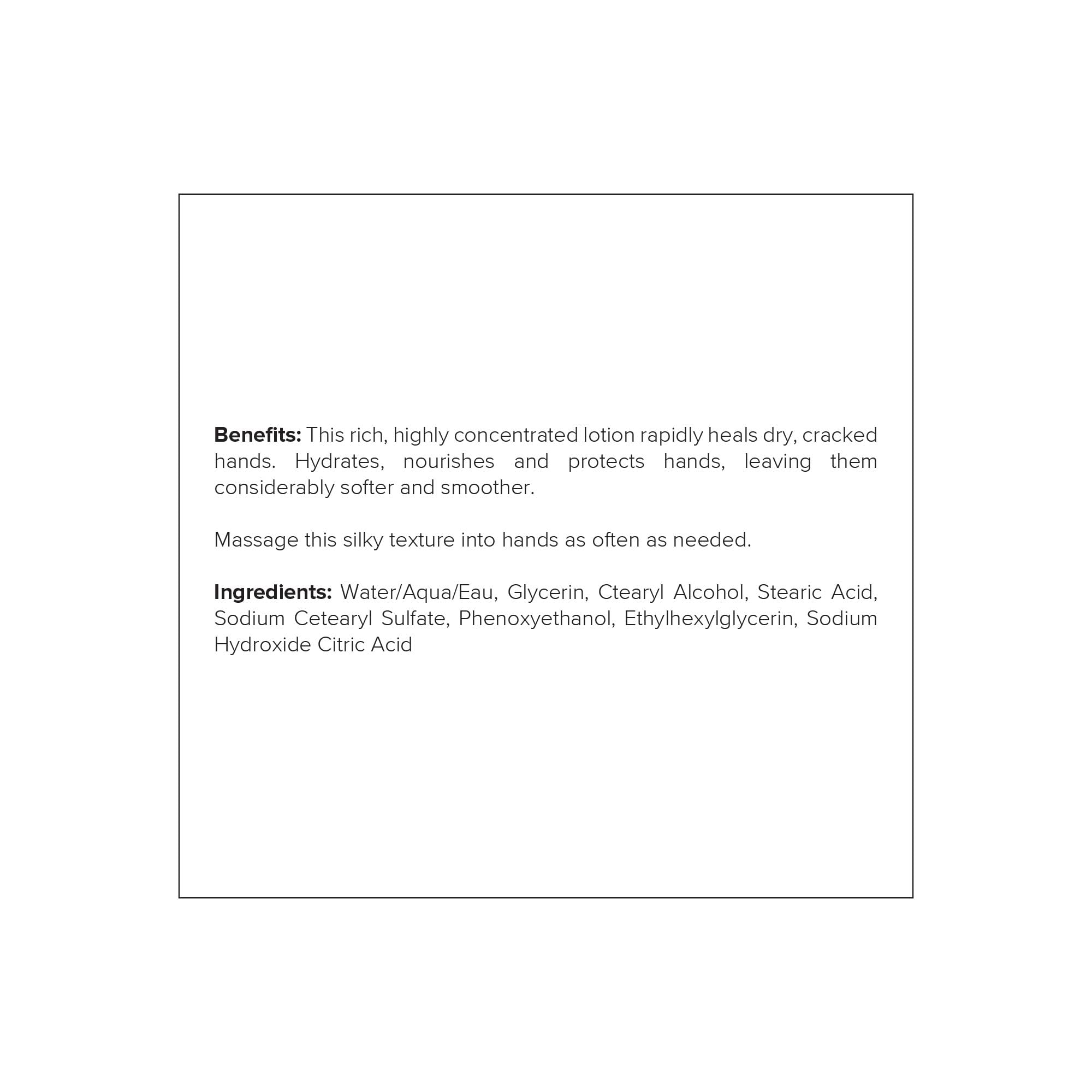 DRMTLGY hand cream residue free; absorbs quickly after washing