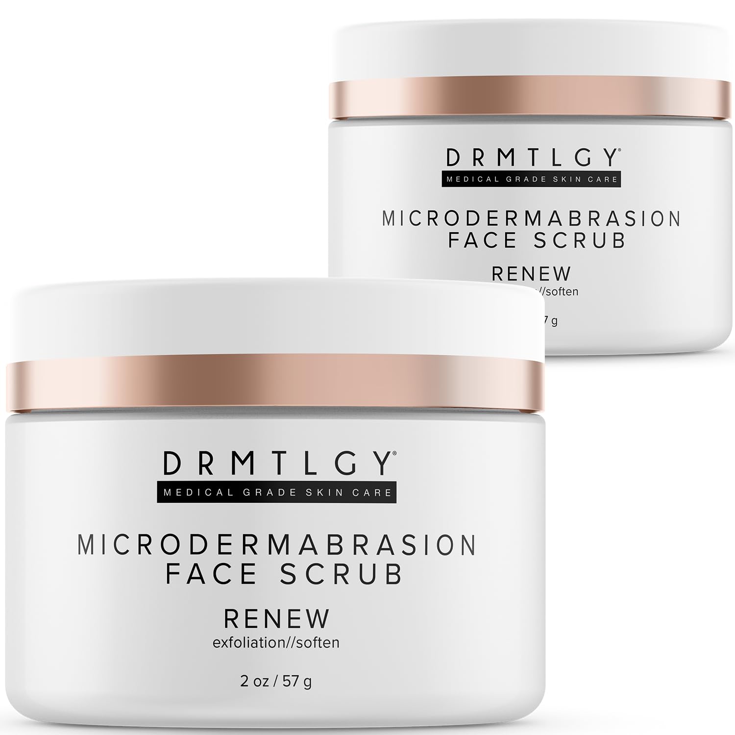 DRMTLGY microdermabrasion scrub packaging for gentle exfoliation and routine care.