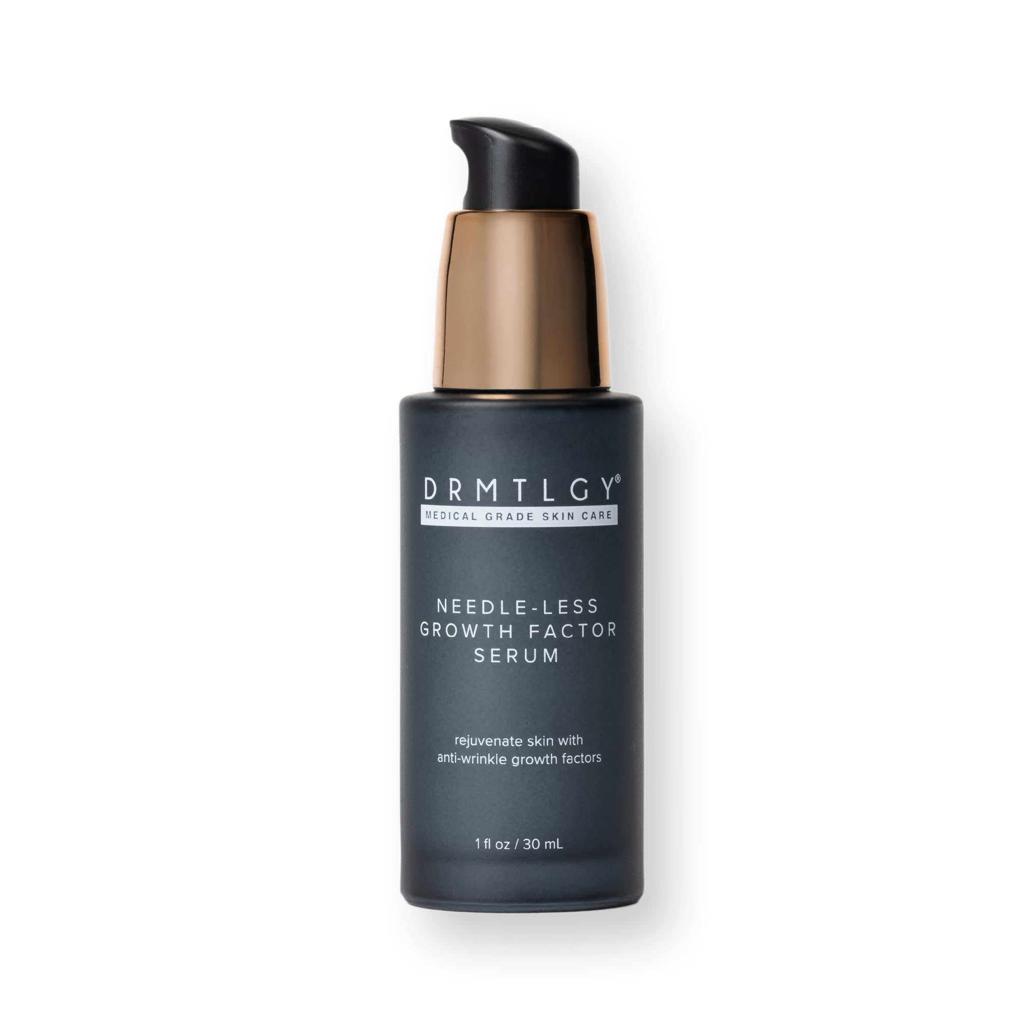 DRMTLGY needleless growth factor serum bottle close-up for daily firming
