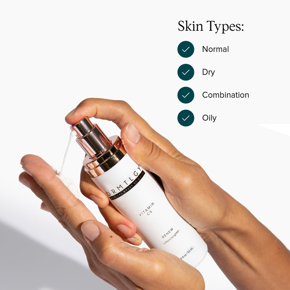 Applying DRMTLGY Vitamin C Moisturizer on face to hydrate