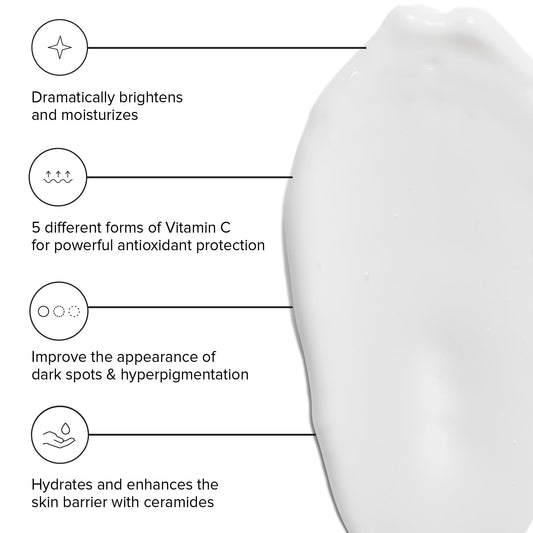 Texture close-up of DRMTLGY Vitamin C Moisturizer showing creamy consistency