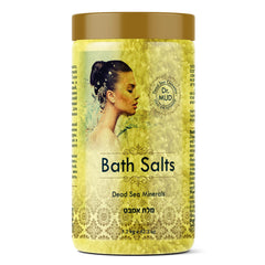 DR.MUD Dead Sea Salt Vanilla jar close-up for mineral-rich bath care.