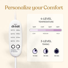 Drop of Diviniti heated eye mask heat-dial image, precise 100-130°F warmth.