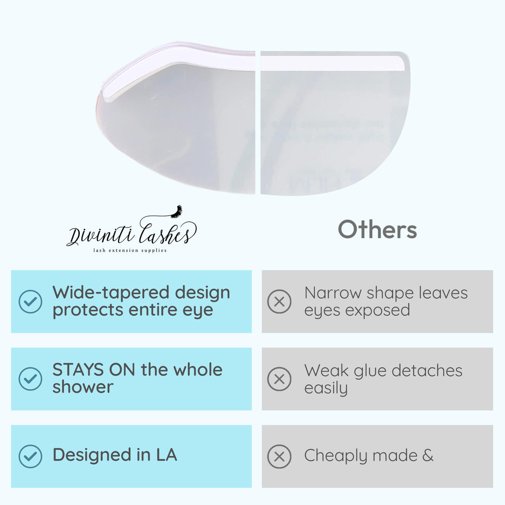DROP OF DIVINITI shower visor applies above eyebrows for quick protection