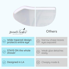 DROP OF DIVINITI shower visor applies above eyebrows for quick protection