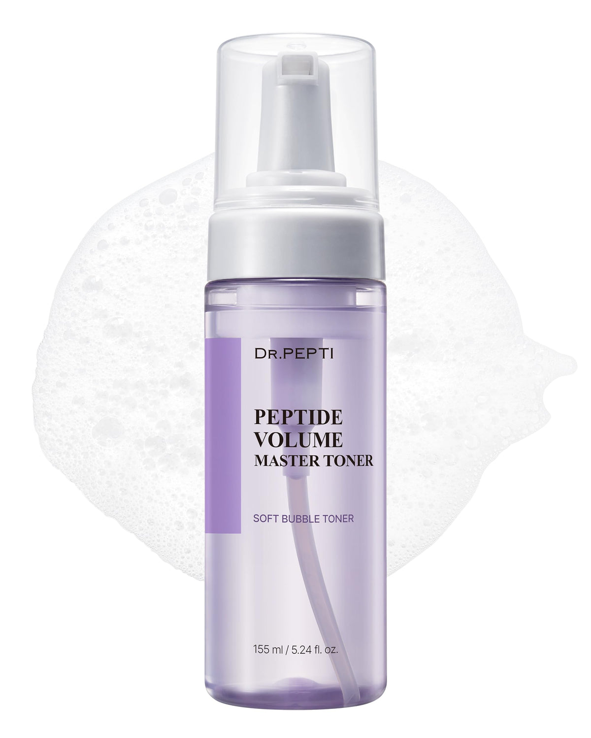 dr.pepti Volume Master Toner bubble foam application close-up for gentle coverage