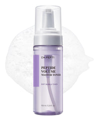 dr.pepti Volume Master Toner bubble foam application close-up for gentle coverage