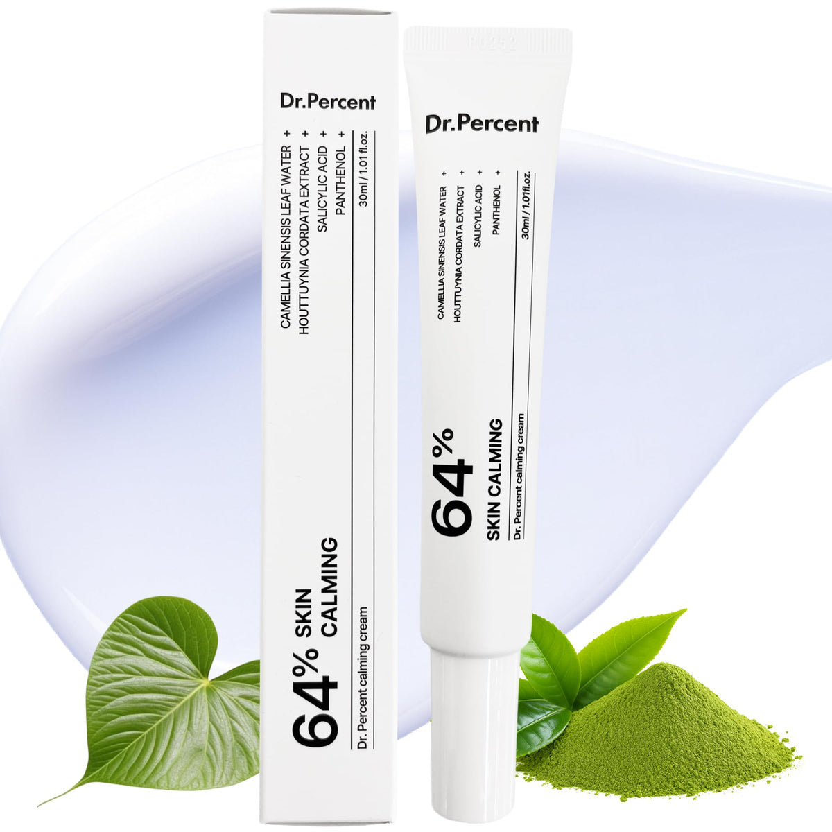 drpercent Calming 64% Cream jar close-up showing creamy texture for soothing hydration