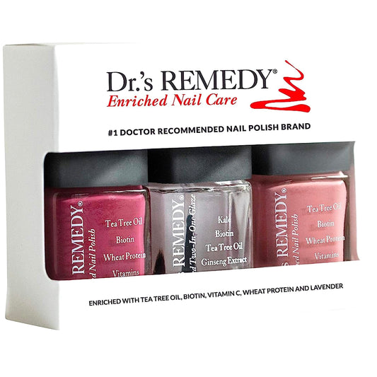Dr.'s Remedy Brave Berry nail polish in vibrant color with strengthening formula.