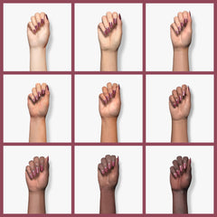 Brave Berry swatch demonstrates long-lasting gloss on a color sample.