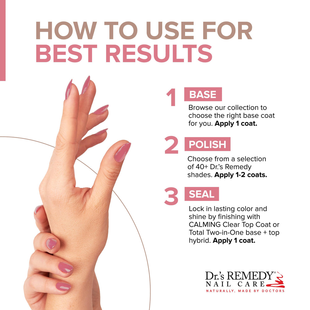Dr.'s Remedy Calming Clear Top Coat adds shine and protection