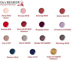 Dr.’s Remedy polish brush applying Precious Pink for quick-dry, salon-like finish.