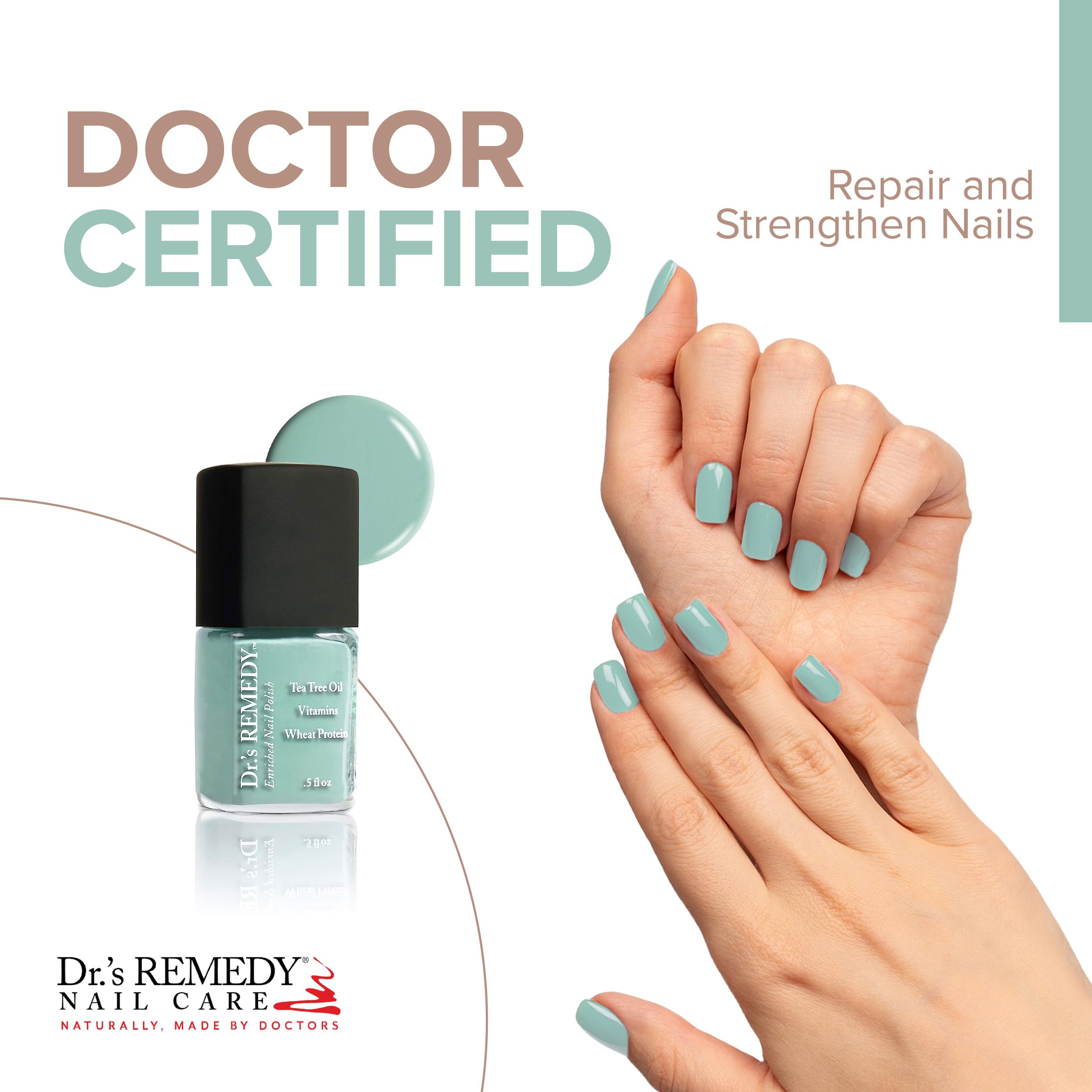 Dr.'s Remedy Enriched Nail Polish brush applies even coverage for a smooth finish.