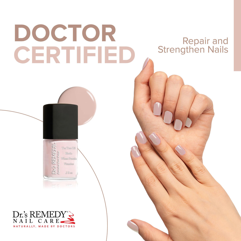 Dr.'s Remedy enriched nail polish brush-on application demonstrates smooth, quick-dry coverage
