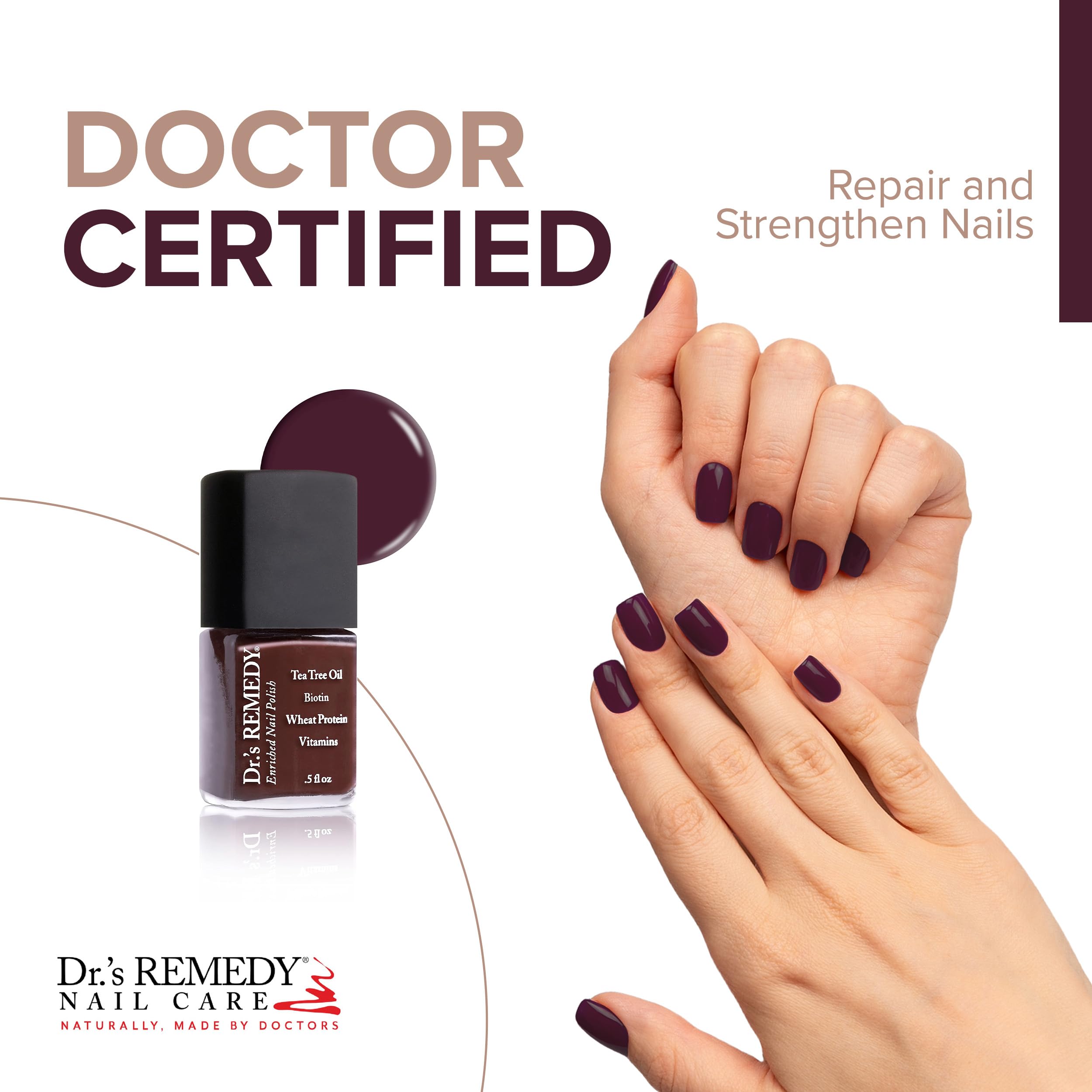 Dr.'s Remedy Enriched Nail Polish brush stroke for smooth, even color.