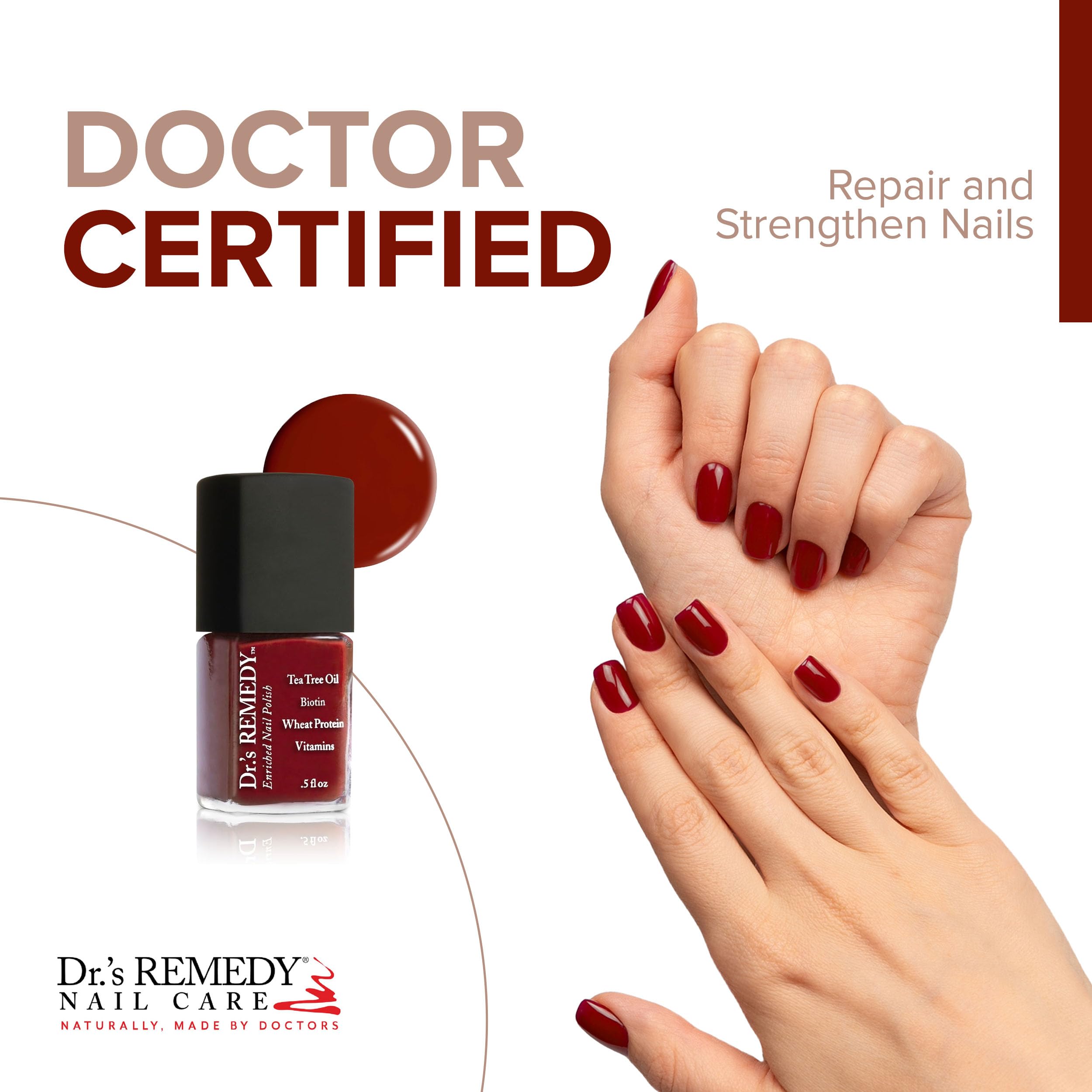 Dr.'s Remedy Enriched Nail Polish brush stroke for smooth application and shine