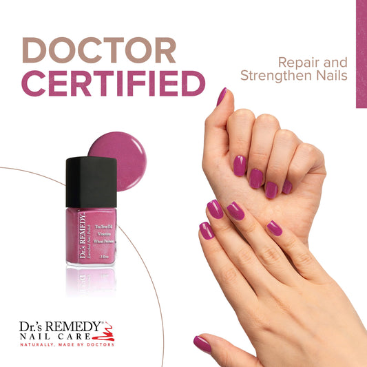 Brush stroke application showing smooth, quick-dry finish of Dr.'s Remedy Enriched Nail Polish.