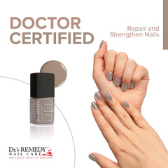 Dr.'s Remedy Enriched Nail Polish Cozy Cafe brush applying a smooth, quick-dry coat.