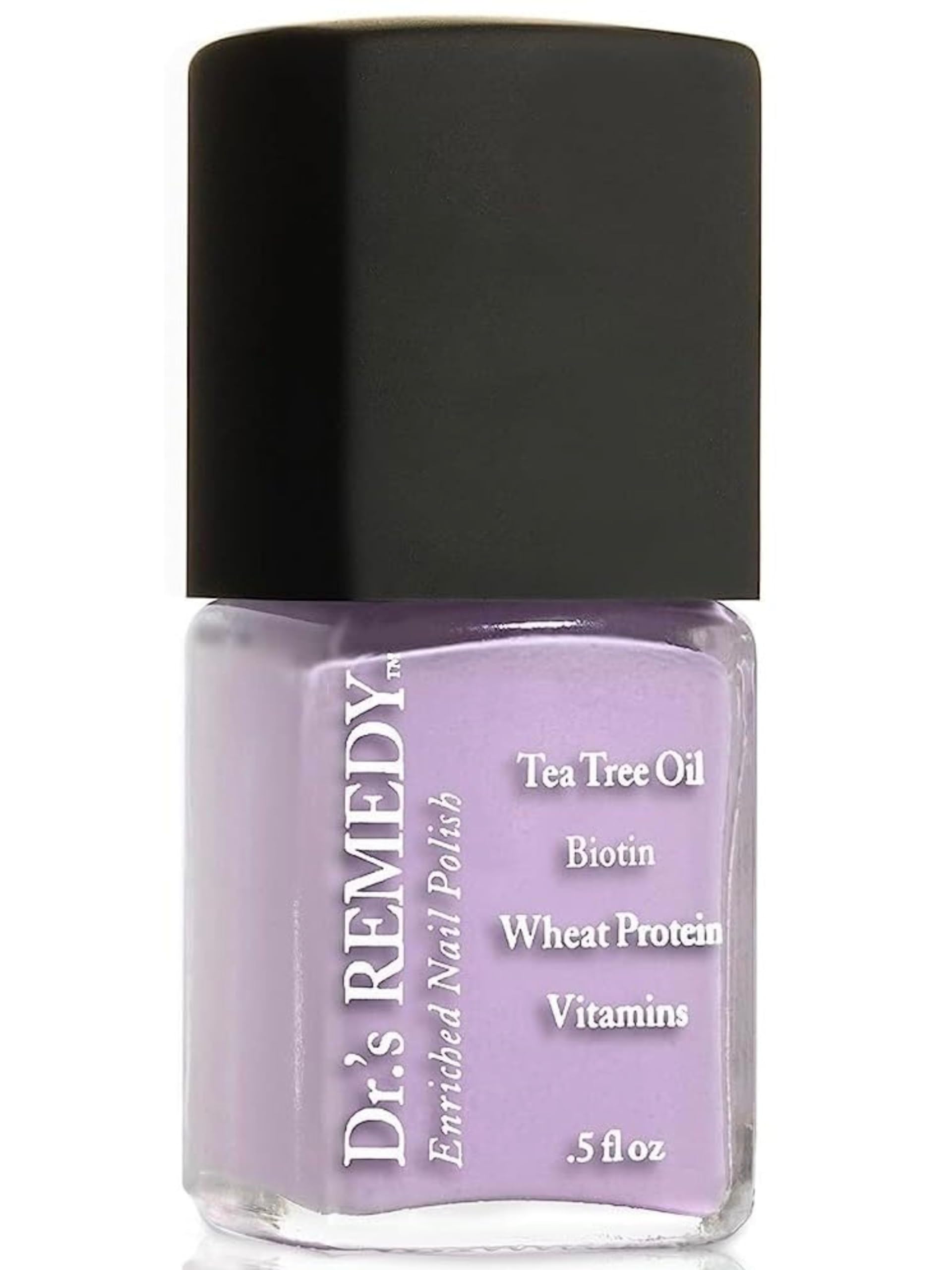 Dr.'s Remedy Enriched Nail Polish Lilac bottle shows quick-dry, durable shine.