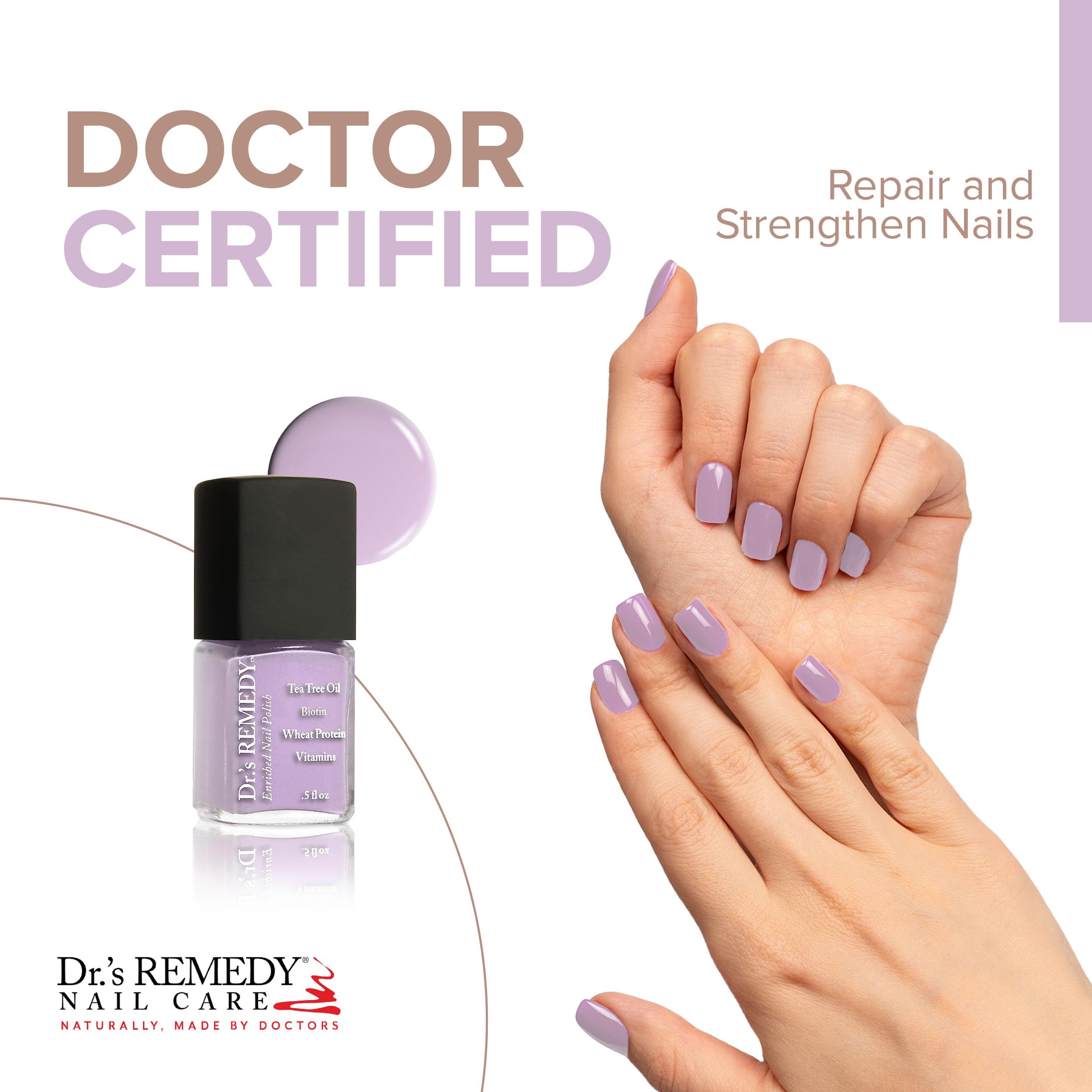 Close-up of Lilac polish brush applying silky color for healthy-looking nails.