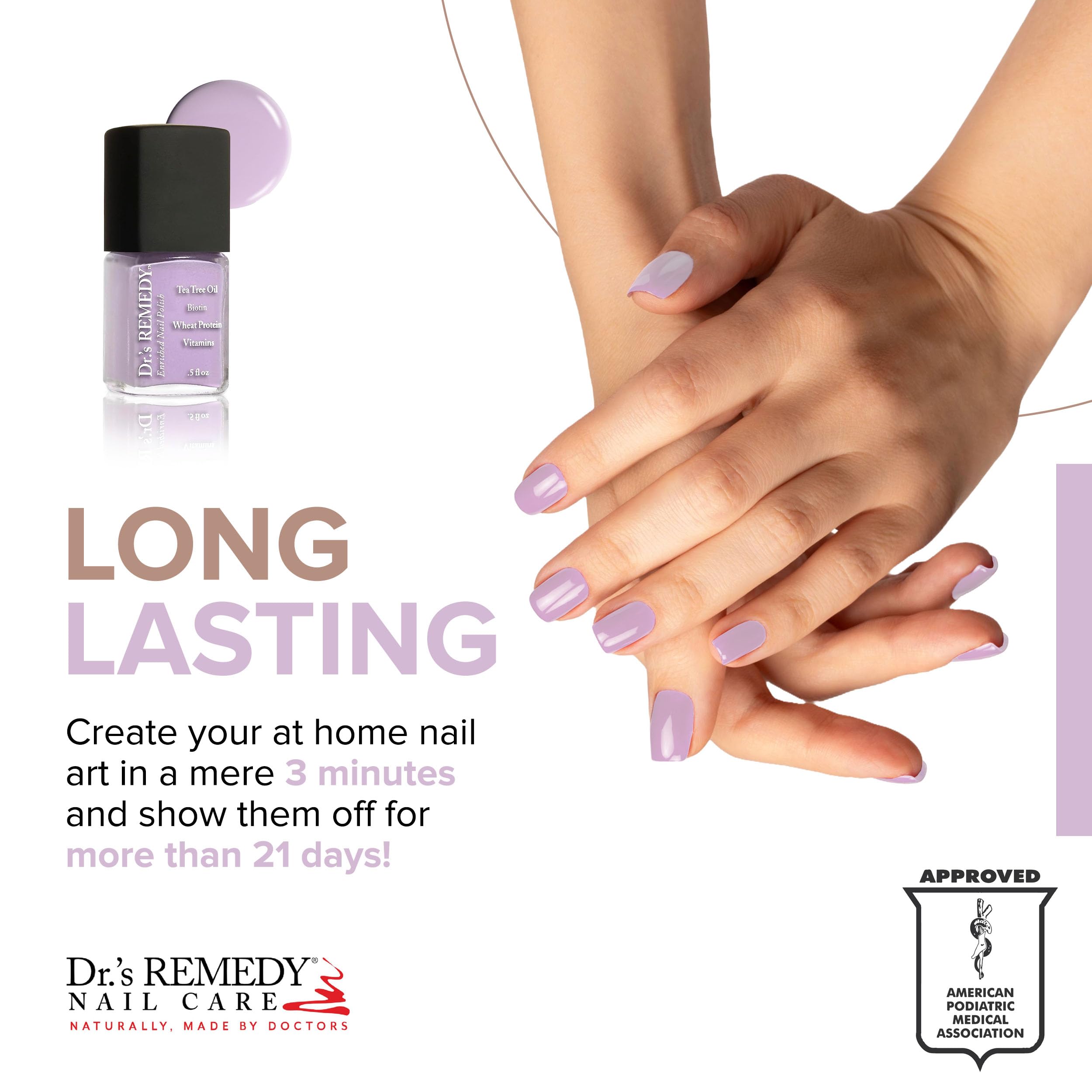 Shiny finish on nails after application highlights long-wear without heavy feel.