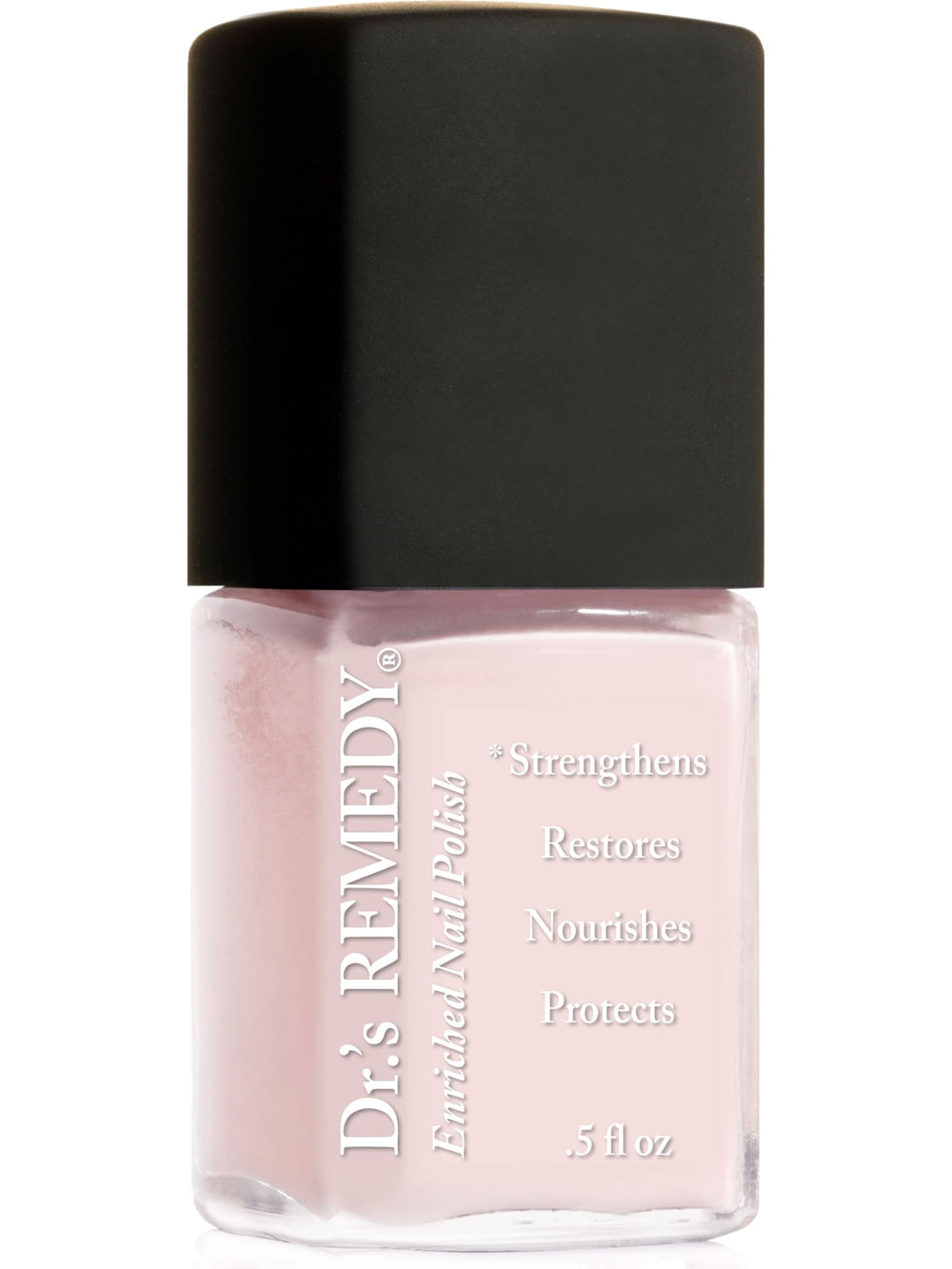 Dr.'s Remedy Enriched Nail Polish Petal Pink bottle shows non-toxic, salon-quality shine