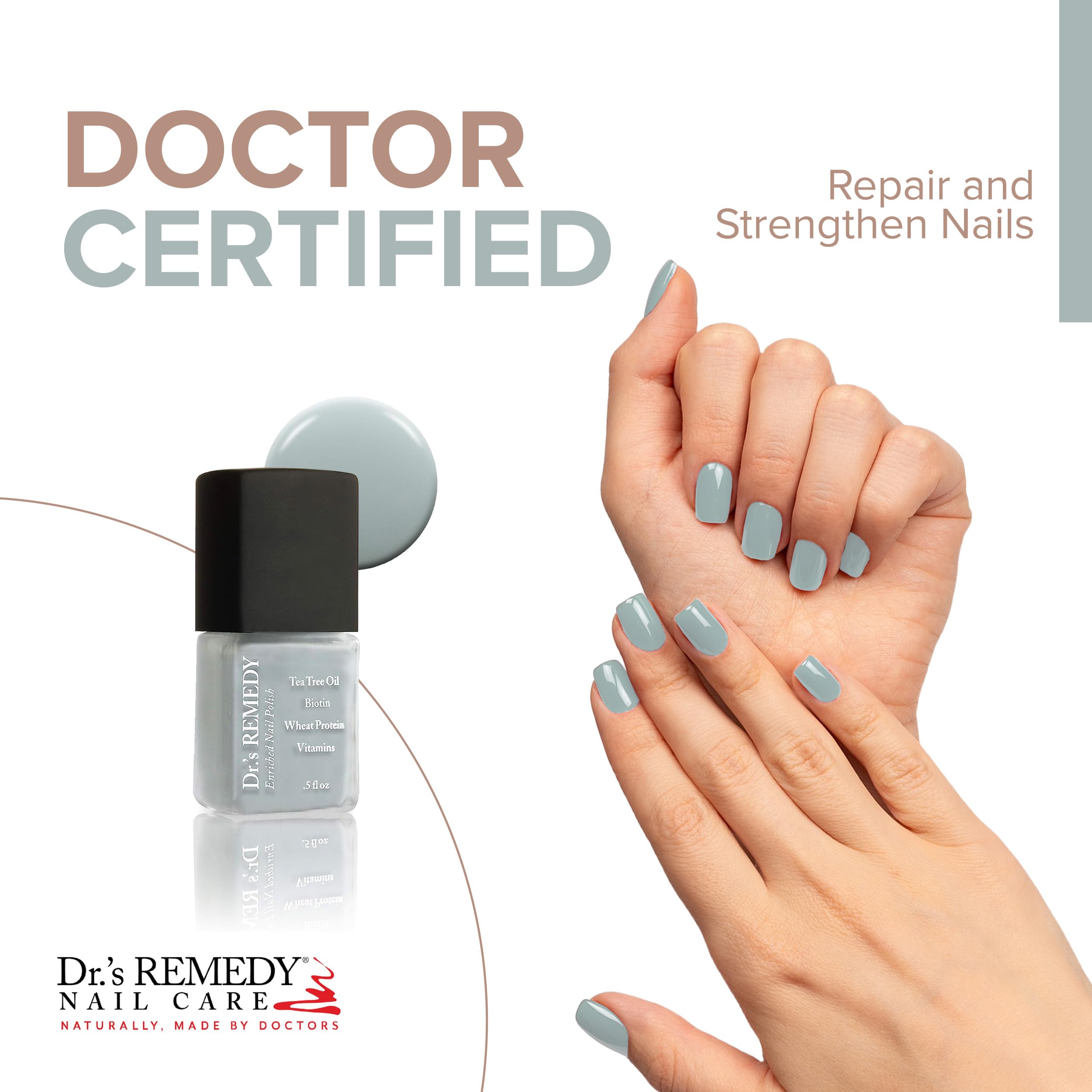 Dr.'s Remedy Soulful Slate Blue brush applicator delivers smooth, precise application.