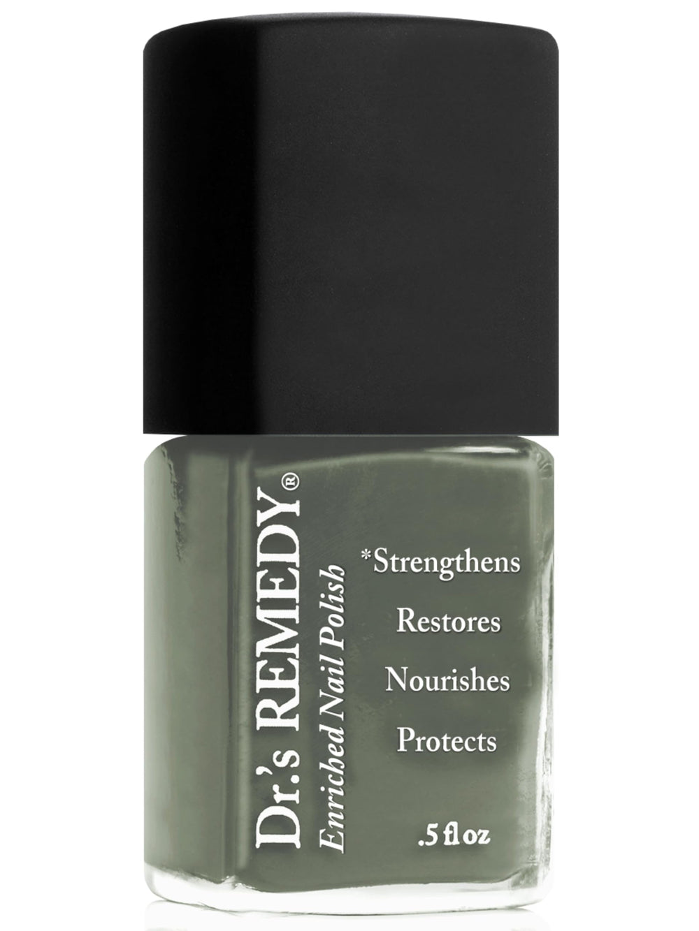 Dr.'s Remedy Optimistic Olive nail polish bottle with long wear.