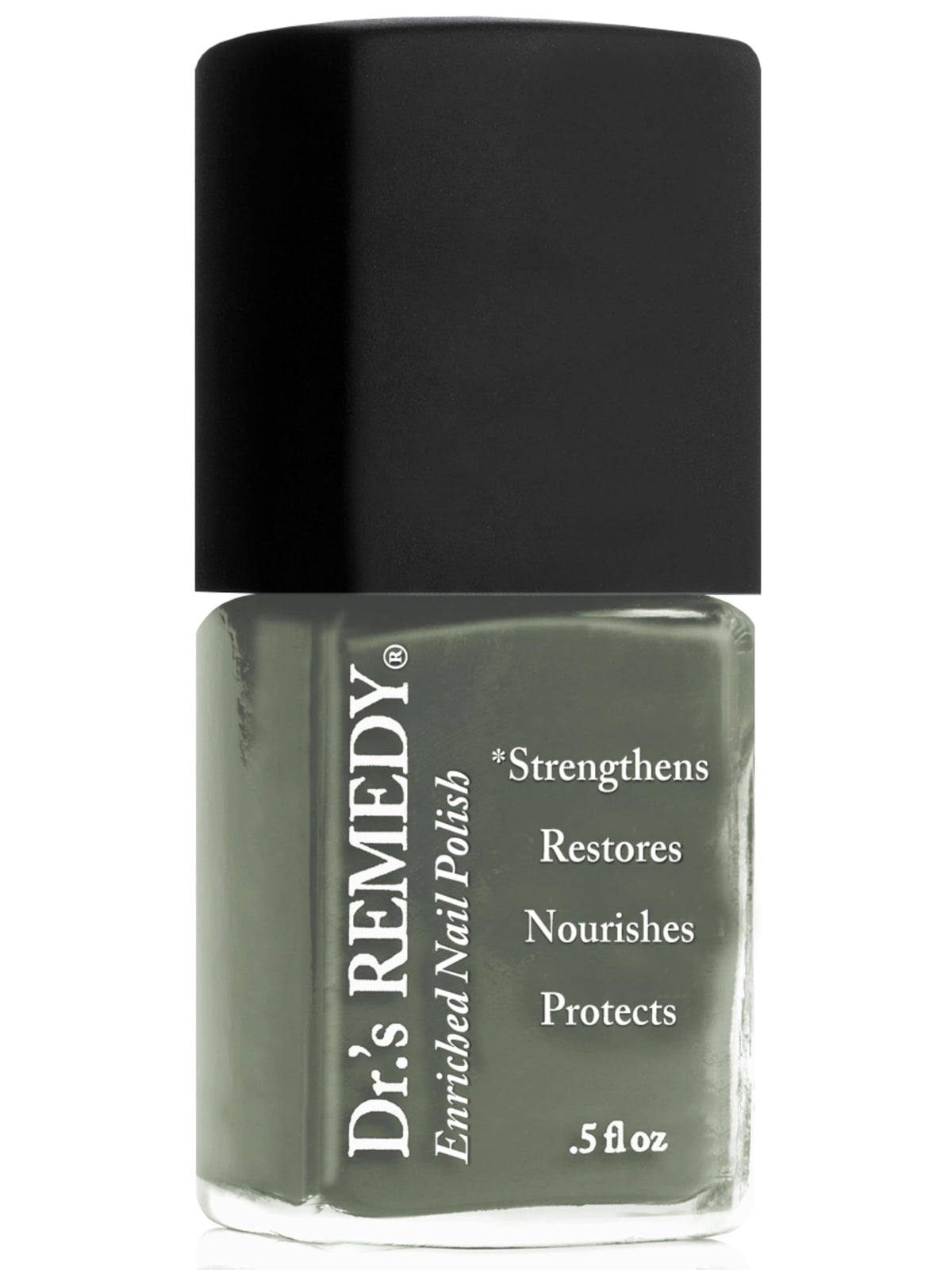 Dr.'s Remedy Optimistic Olive nail polish bottle with long wear.