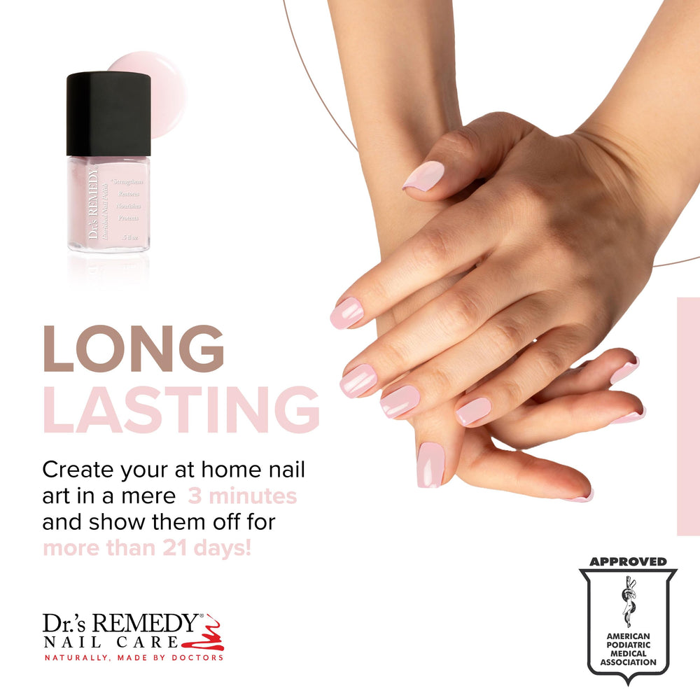 Dr.'s Remedy Perfect Petal pink bottle shows vibrant, chip-resistant color.