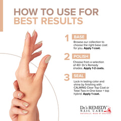 Dr. Remedy Purity Peach ingredients montage shows tea tree oil and biotin for nails.