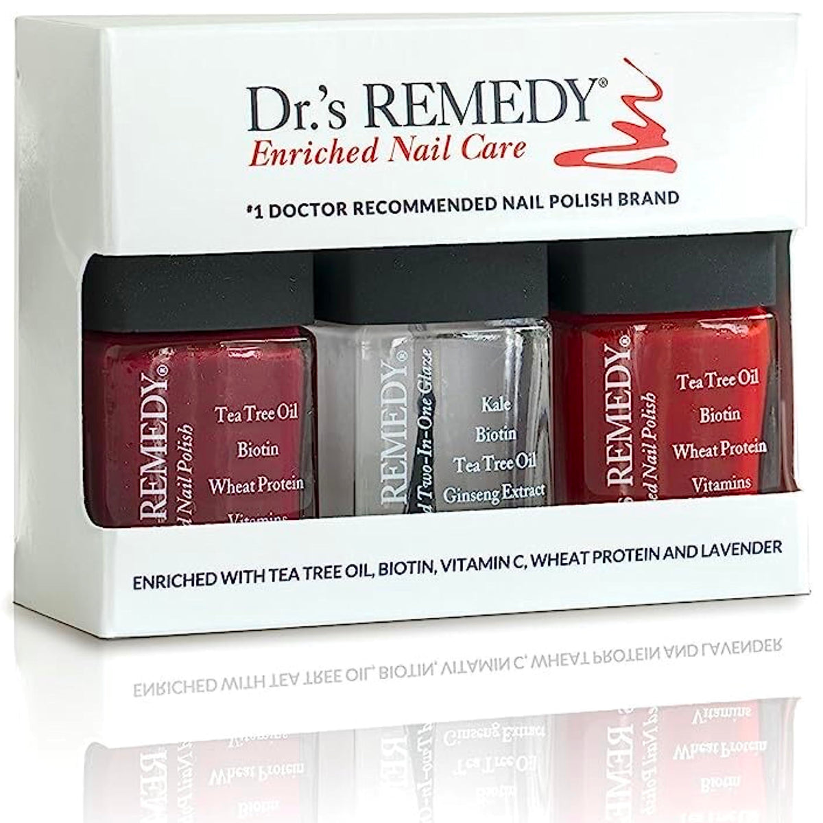 Dr.'s Remedy Remedy Red bottle with vibrant gloss for a bold manicure.