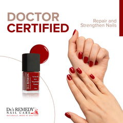 Dr.’s Remedy Rescue Red bottle cap close-up emphasizing quick-dry application.